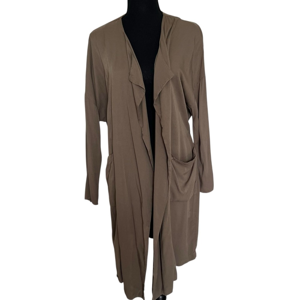 Waimea Womens Lightweight Duster Cardigan Size M Olive Green Relaxed Fall